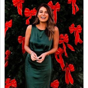 Floor length emerald green dress